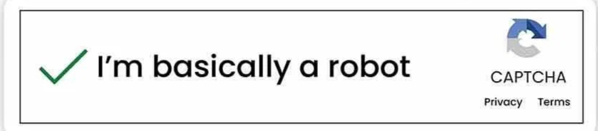 Verify you are human: a ticked checkbox labelled "I'm basically a robot"